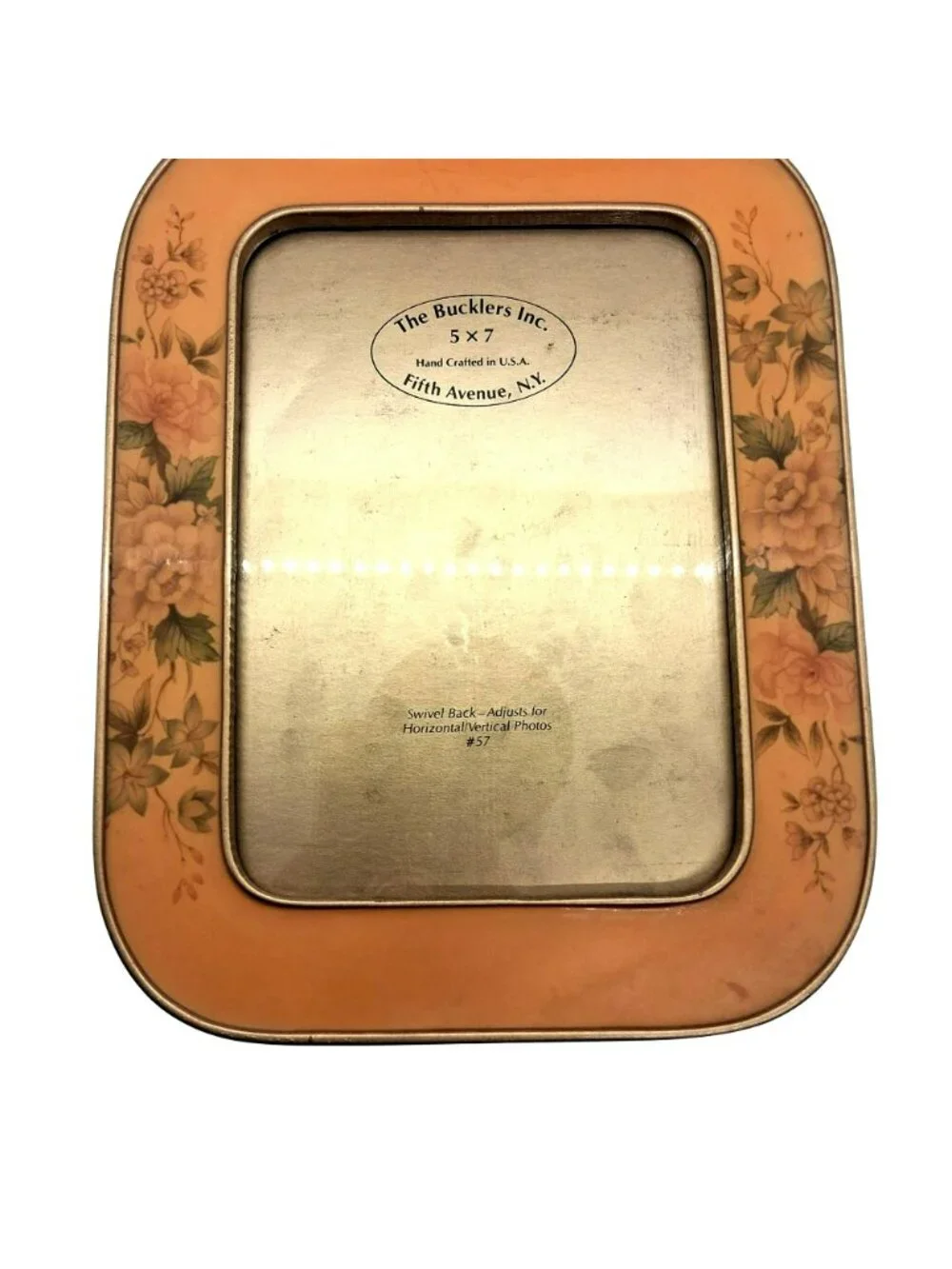 Vintage Bucklers Inc Fifth Avenue NY Brass Enamel Swivel Back Table Top Frame
